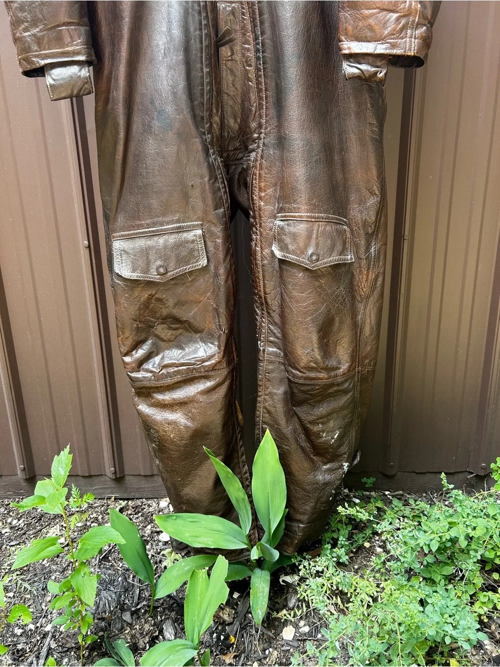 Original U.S. WWII Navy CFN-24 Colvinex Dark Brown Leather Heavy Flight Suit